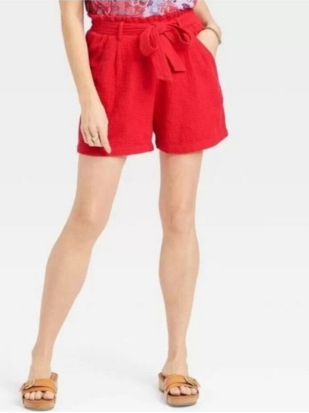 Knox Rose Red High-Waist Tie-Belt Shorts - Picture 6 of 6